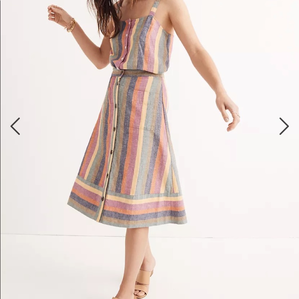 MADEWELL RAINBOW MIDI LINEN SKIRT SIZE 4